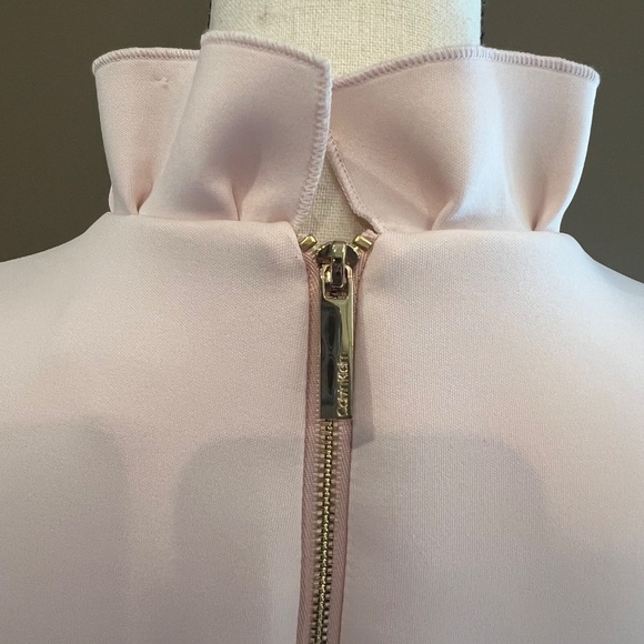 Calvin Klein Ruffle V-neck Sheath Blush Pink Dress,  Size 14 - Picture 5 of 13